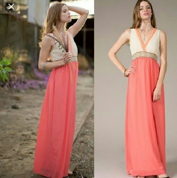 THE HARPER boho chic bohemian maxi dress L - Picture 1 of 8
